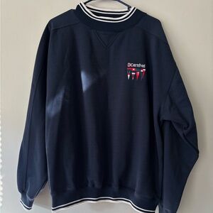 Vintage Men Carnival Navy Blue White Preppy Streetwear Crewneck - Large Extra L